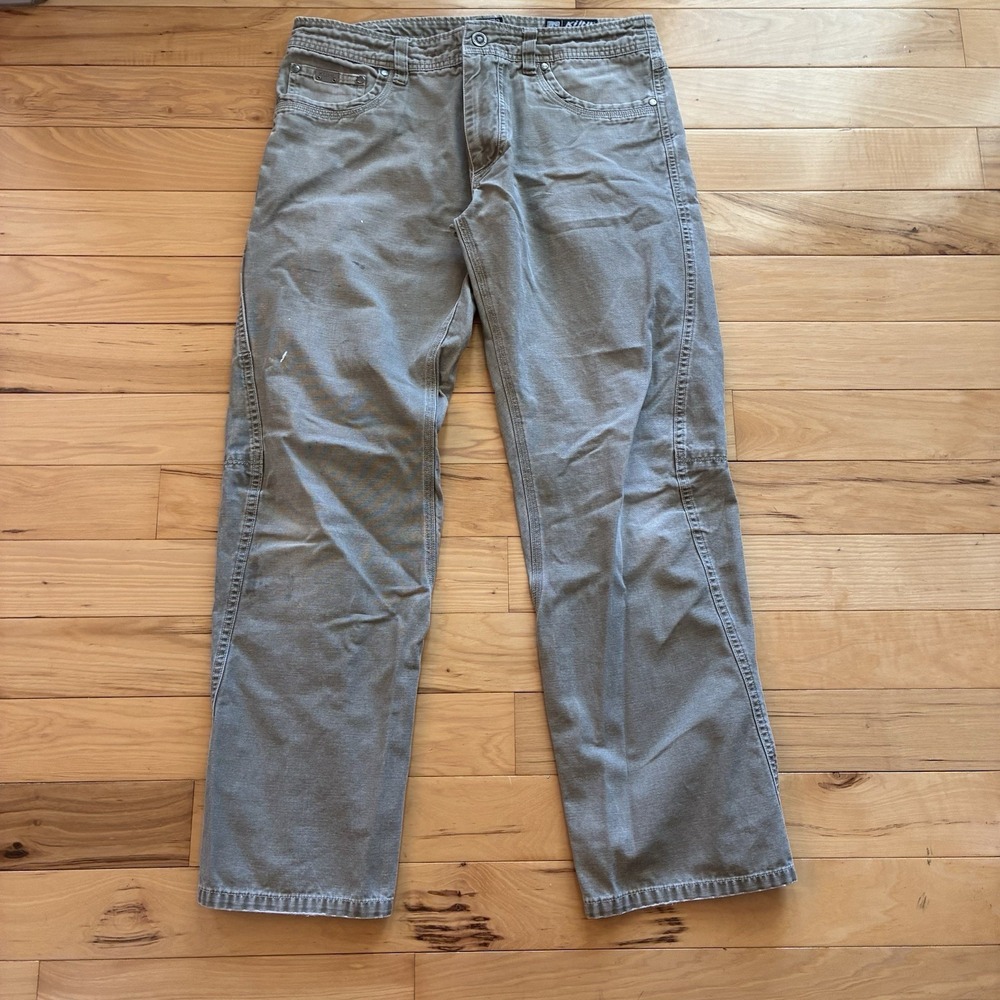 Kuhl Outkast Vintage Patina Dye Hiking Outdoor Pants Mens 34x32 Green Distressed
